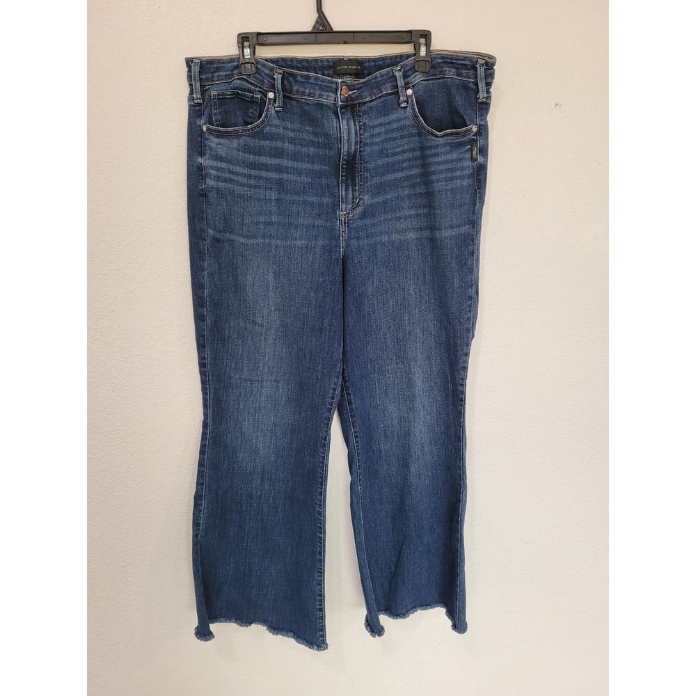 Silver Jeans Co Isbister 70s Flare Blue Denim Jeans Womens 20W L27
